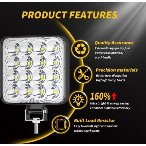 1Pcs 42W/48W Off-Road LED Work Light Mini LED Lamp Super Bright Daylight Headlight Bulbs for Suv Boat 4X4 Car Motorcycle Trucks