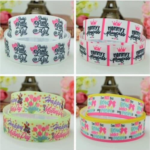 10 Yards 22mm 7/8" daddys little Girls Pretty Printed grosgrain ribbon hair bow Headwear DIY hair accessories retail B0929