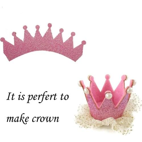 10pcs 45*130mm 5" Flat Pointed Glitter Felt Crown Applique Party Supply Birthday DIY Craft Handmade Accessories