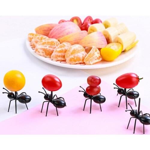 10Pcs Plastic Cartoon Animals Ant Food Fruit Fork Children Snack Cake Fruit Tableware For Party Cake Dessert Bento Accessories