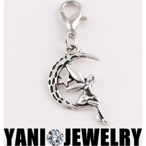 20pcs/lot Free Shipping Antique Silver Rose Gold Angel Charms Floating Locket Pendant With Lobster Clasp For DIY Jewelry Making