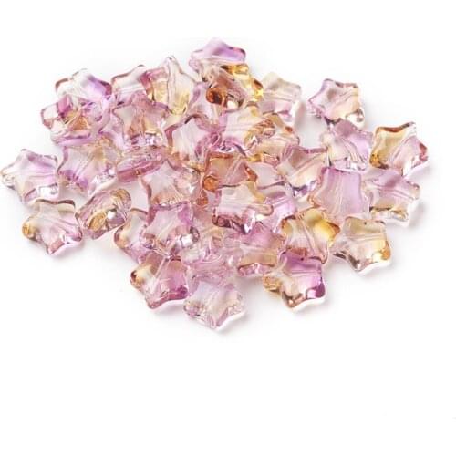 200Pcs Electroplate Glass Beads Star Loose Bead Spacer for Handmade Bracelet Necklace DIY Jewelry Making Findings 8.5x8.5x4mm