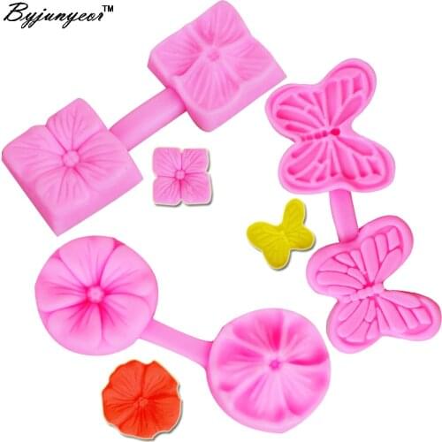 3pcs/lot Cherry&Butterfly Hydrangea Flower Veiners Silicone Molds Fondant Sugarcraft Gumpaste Clay Water Paper Cake DecoratiM193