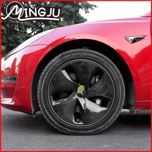4PCS/Set For Tesla Model 3 Wheel Cap Model3 Accessories Hub Cover 18-inch Automobile Hubcap Model Three Carbon Fiber ABS