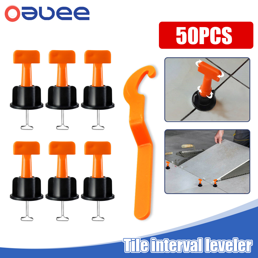 Oauee 50pc Level Wedges Tile Spacers for Flooring Wall Tile Spacer Carrelage Tile Leveling System Leveler Locator Spacers Plier