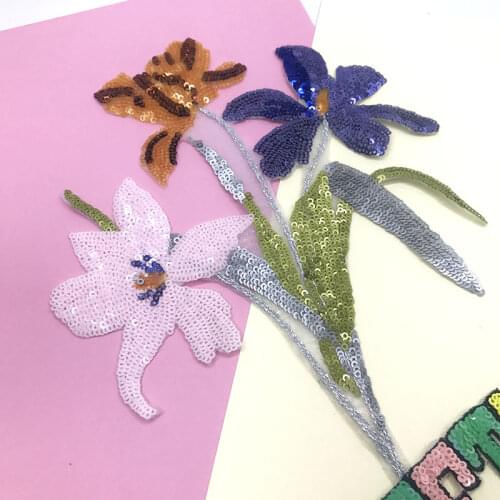 1pcs Flower sequins patch embroidered fabric garment accessories applique for T-shirt sweater decoration patches