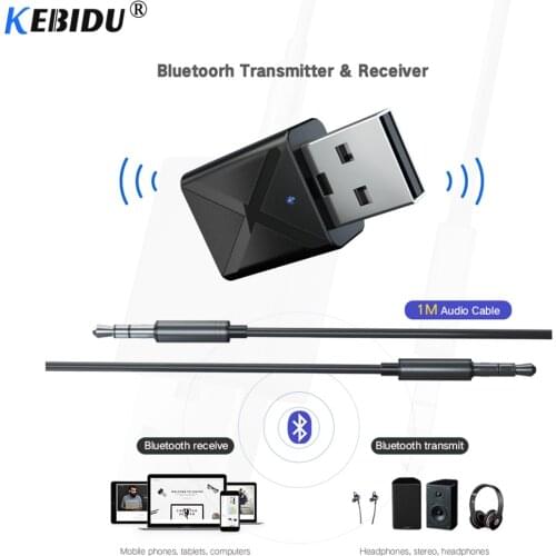 Kebidu Bluetooth 5.0 Audio Receiver Transmitter Mini 3.5mm AUX Stereo Bluetooth Transmitter For TV PC Wireless Adapter For Car
