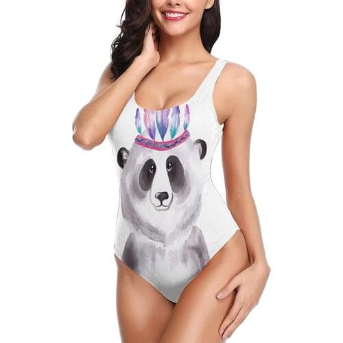 One-Piece Swimwear 2021 Cut Outs Sexy Monokini Swimsuits Teen Girls Cute Funny Bear With Feather Decoration
