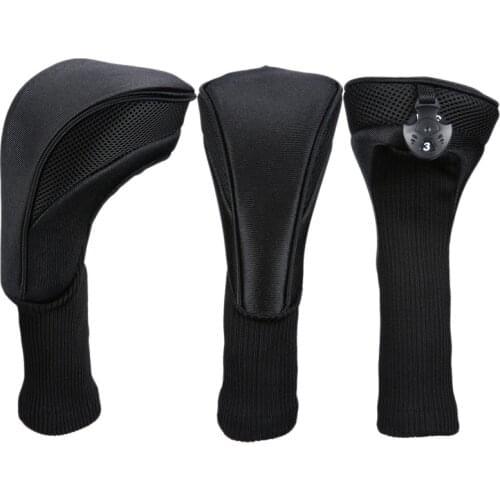 Black Golf Head Covers Driver 1 3 5 Fairway Woods Headcovers for Golf Club Fits All Fairway and Driver Clubs 3Pcs