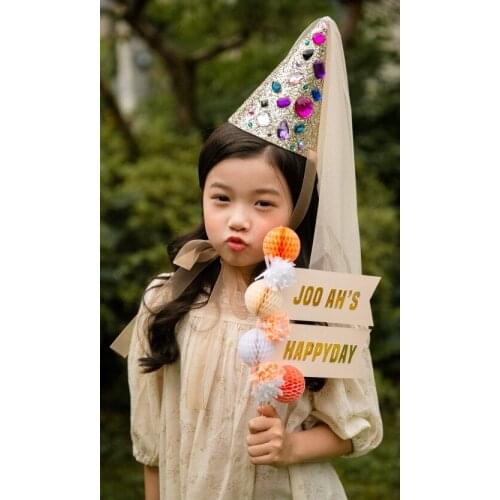 Kids Birthday Hat Gold Sequin Birthday Caps Prince Princess Crown Birthday Party Decoration Cute Rabbit Hats Baby Shower Gifts