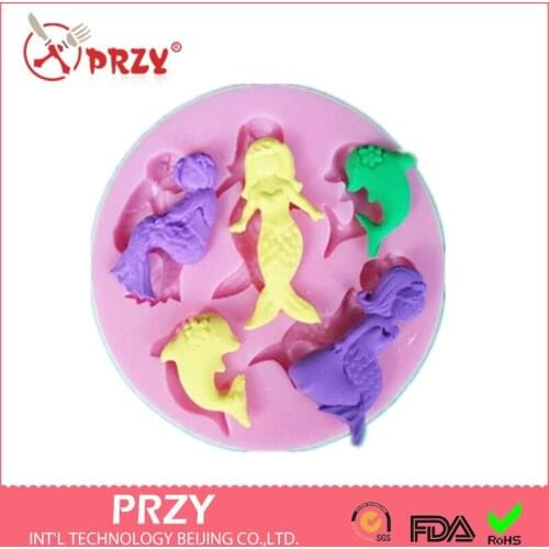 Mermaid Dolphin Shaped Chocolate Mold Fondant Cake Decoration Mold Animal Molds 100% Food Grade Material Umbrella Candy Mold