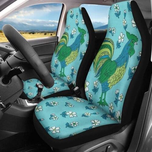 INSTANTARTS Animal Cock Pattern 2pcs Anti-Slip Automobile Seats Protector Non Fade Car Seat Protector Cover Thick Car Mat Covers