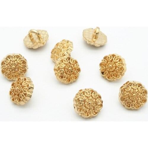 Arts Crafts Buttons shank 10mm golden color flower for sweater coat shirt jacket handmade Gift Box Scrapbook Craft DIY Sewing Wh