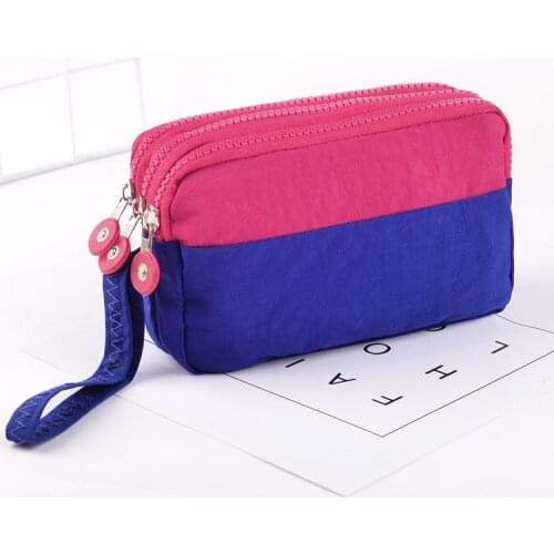 Women Cute Wallets Lady Purse Bags 3 Zippers Wristlet Coin Purse Money Cards Keys Bag Good Quality Woman Canvas Billfold Wallet