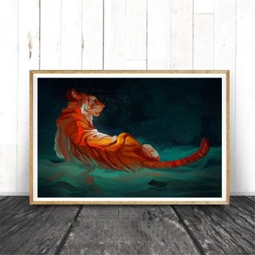 Multi-Colored Big Cats Tigers Pictures Living Room Wall Art Decor Animal No Frame Poster Oil Painting Decoration