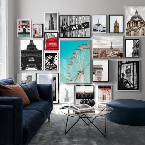 Pairs Tower Triumphal Arch Church Big Ben Wall Art Canvas Painting Nordic Posters And Prints Wall Pictures For Living Room Decor