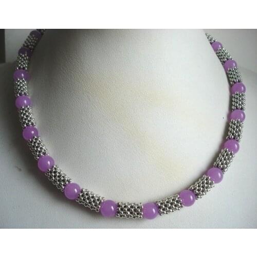 Fancy tibet 8/10mm purple agates necklace