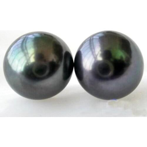 New Arrival Favorite Pearl Gold Stud Earrings 12mm Black Round Freshwater Pearls 14K Gold Stud Fine Jewelry Classic Women Gift