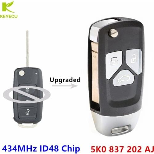 KEYECU Upgraded Remote Key 5K0837202AJ for Volkswagen Caddy/Polo/Transporter/Beetle/J*etta/Touran/Golf 6/Tiguan/Eos/Sharan/UP