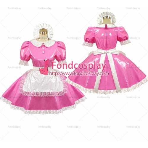 Sexy Sissy Maid Pvc Dress Pink Lockable Uniform Cosplay Costume Tailor-made[G415]