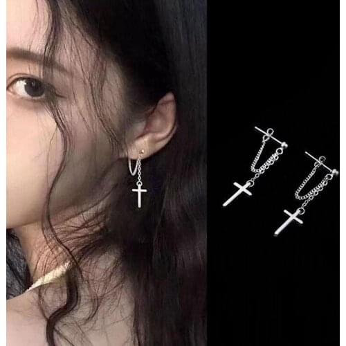 Bijoux Cross Long Tassel Earring Drop Earrings For Women Simple Heart Butterfly Rhinestone Chain Dangle Female Brincos Jewelry