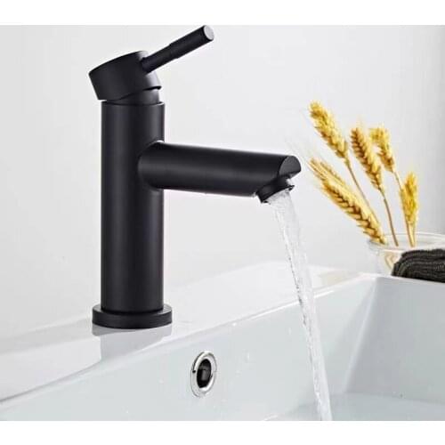 Bathroom Faucet Black/Brushed Nickel Stainless Steel Basin Sink Faucet Cold Hot Water Crane Single Hole Mixer Taps Torneira
