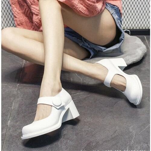 Lolita Shoes High Heels Shoes Women Pumps Fashion Vintage Leather Shoes Ladies Platform Shoes Woman Round Toe Mary Jane Shoes