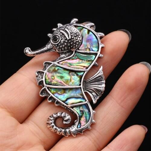 Womens Brooch Natural Shell Hippo-Shaped For Jewelry Making DIY Necklace Pendant Clothes Shirts Accessory