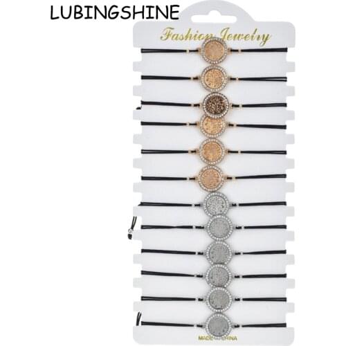 Vintage Women 12pcs/Set Tree of Life Charms Braided Bracelet Adjustable Rope Chain Rhinestone Gold Silver Color Jewelry Gift