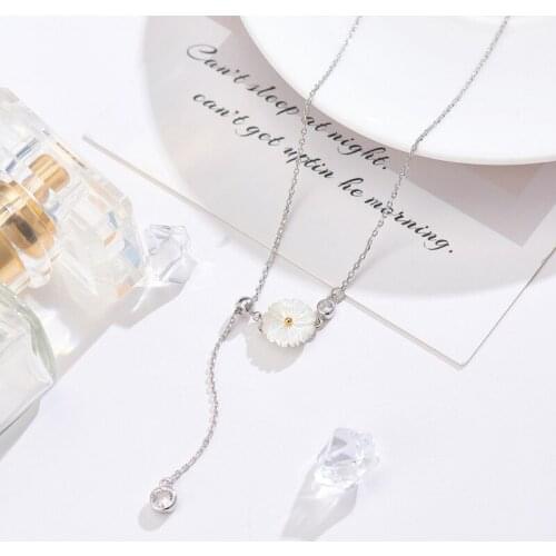 New 925 Sterling Silver Zircon Chrysanthemum Necklaces Pendant Fashion Sterling Silver Jewelry Statement for Women Bijoux