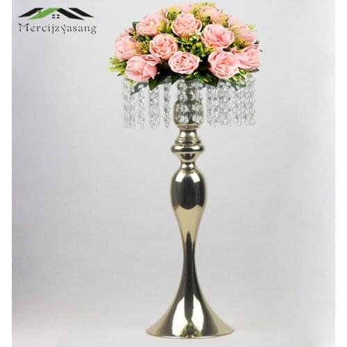 Gold Tabletop Vase Metal Flower Vase 50CM Table Centerpiece For Mariage Metal Flowers Holder For Wedding Decoration 10PCS/LOT
