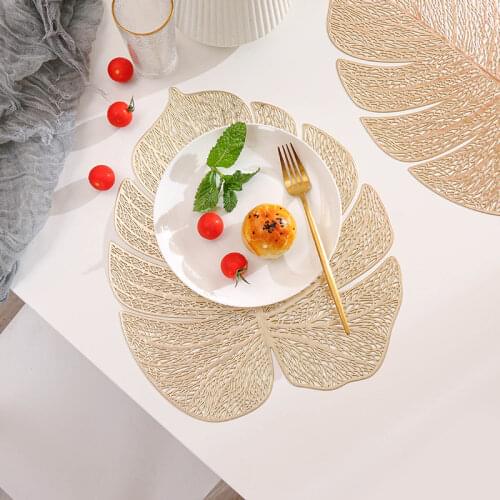 1PC New Ins Dining Mat Flower Leaves Clover Hollowed Out PVC Table Decoration Mat Thermal Insulation Non Slip Table Mat Pads