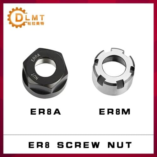 1pcs ER8A ER8M CNC Router Engraving Nuts High Precision Machine Collet Chuck Nut For CNC Lathe Milling Cutter Router Bit Holder