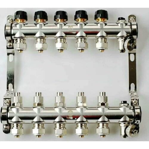 2/3/4/5/6/7/8/9way DN25 Floor heating manifold stainless steel Water Distribution Manifold water separator for 1/2 pex