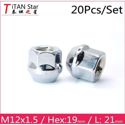 20pcs Open M12x1.5 1.5 OEM OE Stock Factory Wheels Rims Acorn Lug Nuts 19Hex Chrome FOR Ford Chevrolet Buick