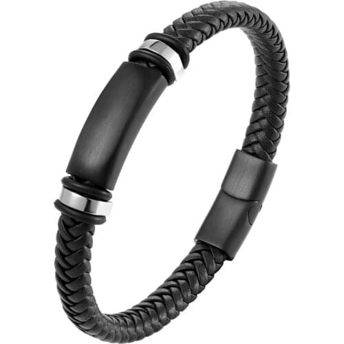 2020 Fashion Sale Stainless Steel Bracelet Ladies Punk Leather Bracelet Weave Bracelet Charm Jewelry Wholesale Homens Pulseira