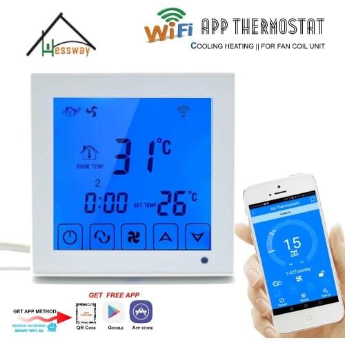 2P 4PIPE Thermoregulator room temperature digital programmable smart thermostat WIFI for fan coil unit heat,cool
