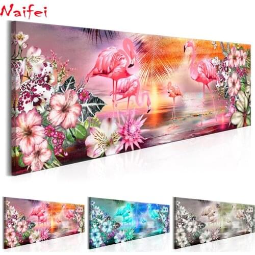 Large Colored Flamingo Flowers Diamond Painting Rhinestone 5D DIY Diamond Embroidery,Cross Stitch,diamond Mosaic Sale