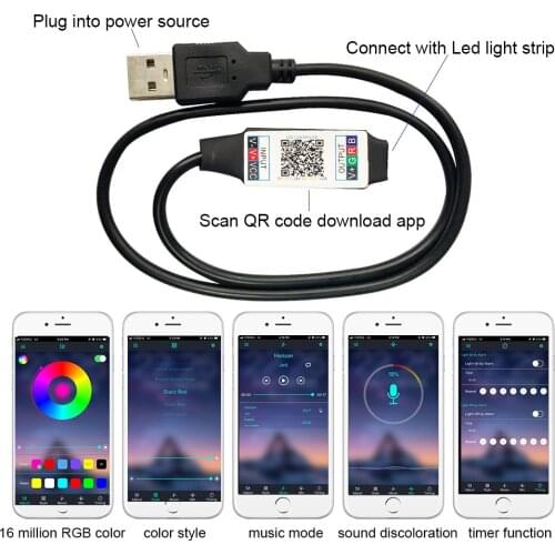 Wireless Mini RGB Bluetooth-compatible DC 5V 12V 24V USB Music Led Controller For 2835 5050 LED Strip APP Led Controller
