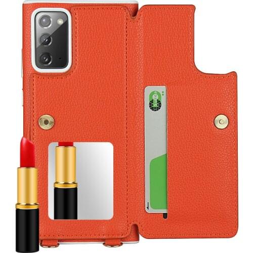 Phone Case For Samsung Galaxy Note 20/ note20 Ultra 5G Leather Cases Back Cover Flip Wallet Coque Hoesje Etui Lanyard Accessory