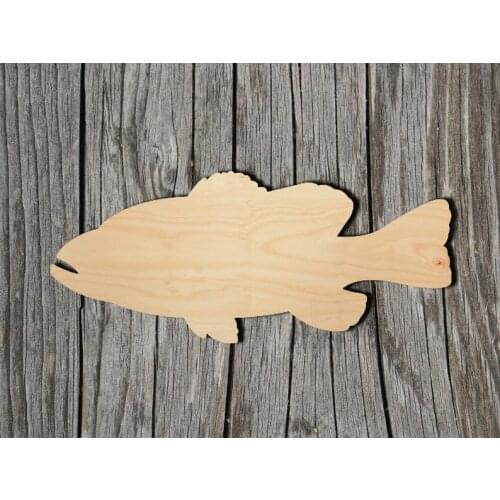 Wood Cutout Shapes Bass - Fish - Multiple Sizes - Laser Cut Unfinished