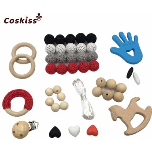 Baby Teether Crochet Beads Silicone Gingerbread Man Baby Shower Gift DIY Jewelry Accessories Set Necklace Food Grade