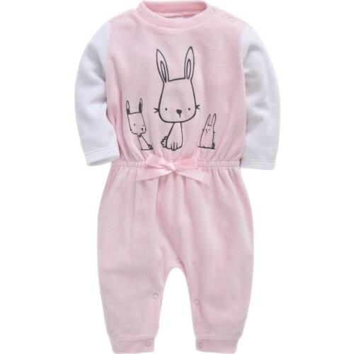 Honeyzone Newborns Short Plush Pyjamas Bebe Pink Rabbit Jumpsuits Baby Toddler Girl Clothes Bow Infantil Cute Rompers Naissance