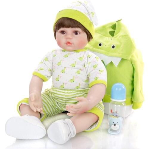 NPK 60CM high quality reborn toddler boy doll in dinosaur hoodie jacket bebe reborn 6-9Month real baby size doll