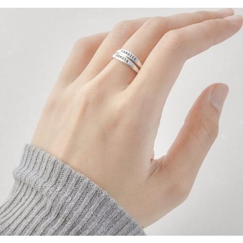 Gold Color Cute Personalized Name Rings Fashion Jewelry Custom Engraved Initials Wedding Rings Stainless Steel Accesorios Mujer