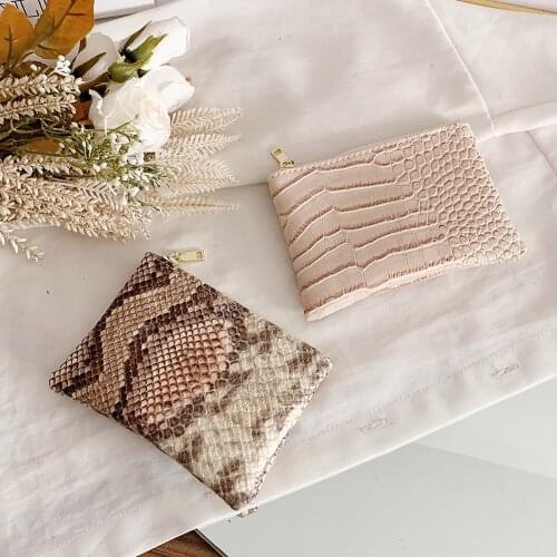 Fashion Women PU Zipper Small Clutch Bag Female Serpentine Pattern Casual Purse Snake Pattern Coin Wallet Shopping Purse