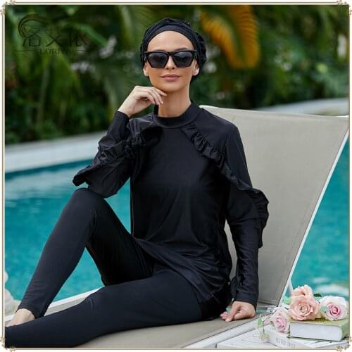 Muslim Fashion Bathing Suit Women Floral Cover Ups Beach Casual Clothes Muslim Swimwear Middle East Islamic Swimsuit Large Size