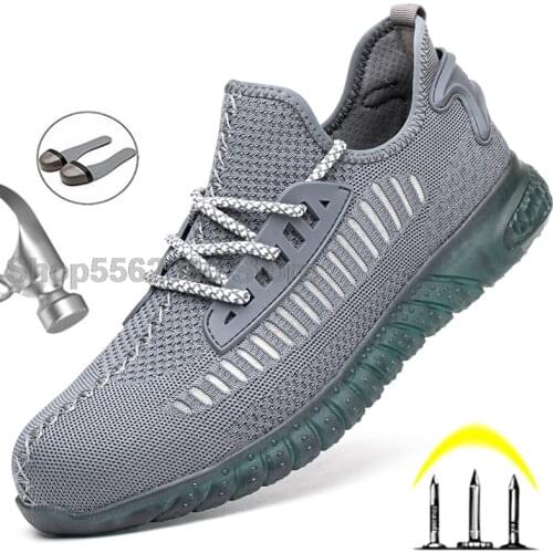 Mens Shoes Safety Shoes Male Puncture Proof Work Boots Steel Toe Work Sneakers Breathable Safety Boots Men Women Work Shoes