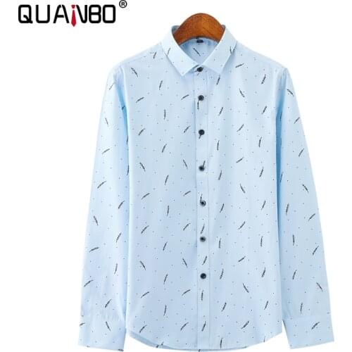 Men for Button Down Shirts 2021 New Arrivals Men Casual Feather Printing Fashion Trends Long Sleeve Shirts Autumn Brand Shirts