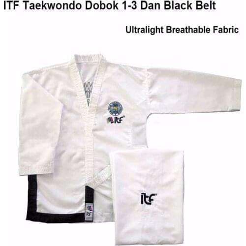 2020 Ultralight White ITF Taekwondo assistant instructor Doboks Adult Embroidery Uniform Martial Arts Kimono for 1-3 Dan Gi